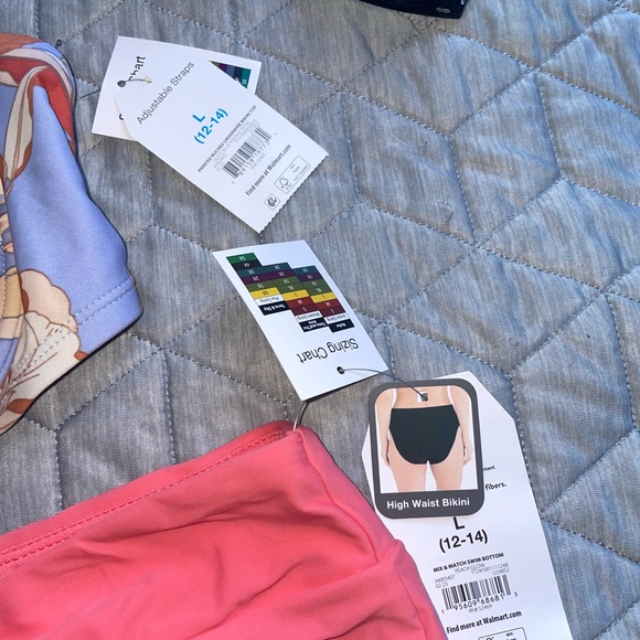 Time and Tru Floral purple coral Bikini swimwear set size large 12-14 swimsuit - Picture 8 of 12